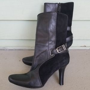 Cole Haan Black Leather Suede Stiletto Ankle Boot 7.5 B